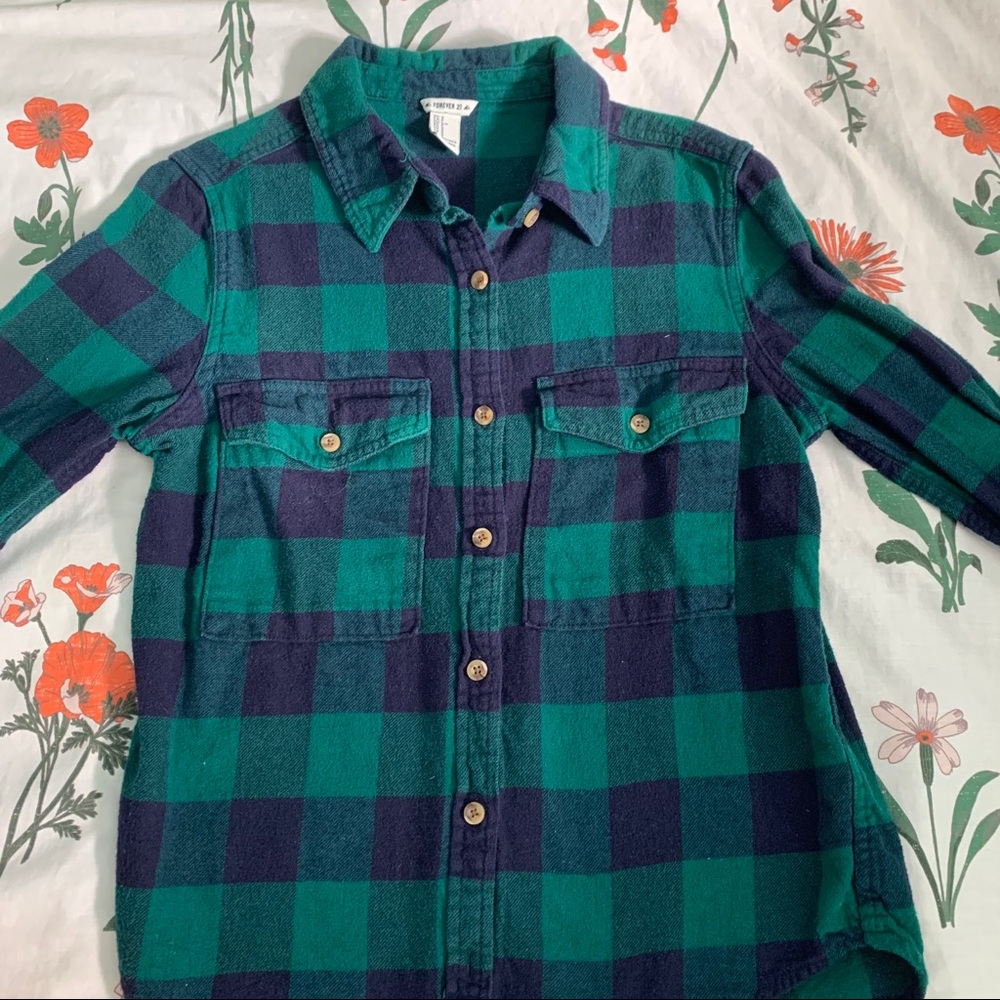 navy & green flannel